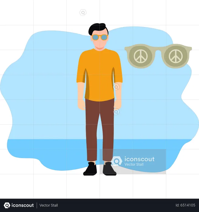 Boy wearing sunglasses with peace sign  Illustration