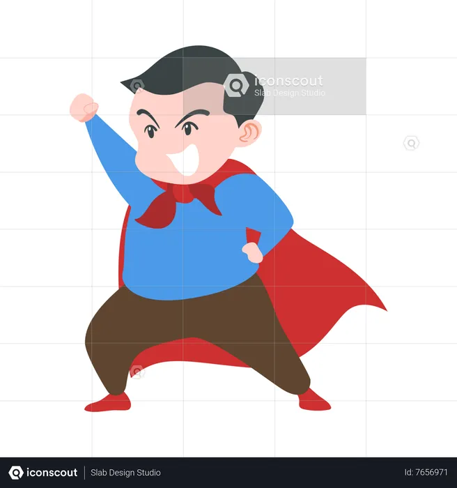 Boy wearing super hero costume  Illustration