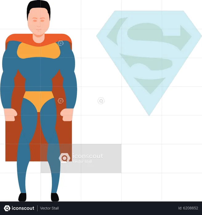 Boy wearing superhero costume  Illustration