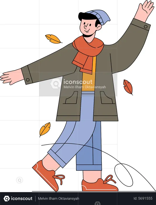 Boy wearing warm clothes during autumn  Illustration