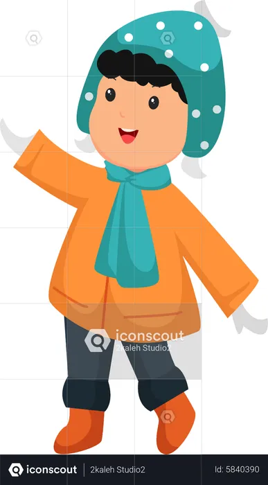 Boy wearing warm clothes during winter  Illustration