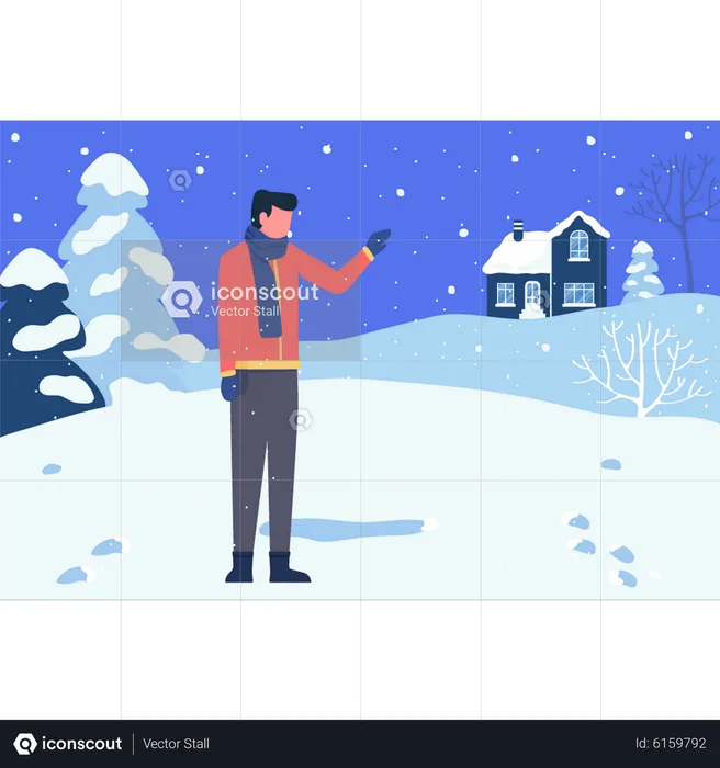 Boy wearing warm clothes in winter  Illustration