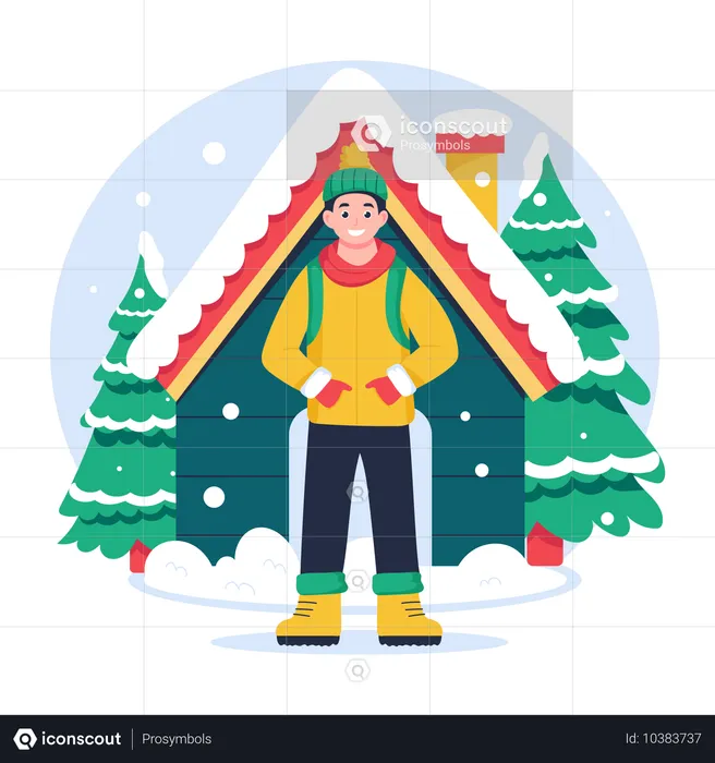 Boy wearing winter outfit during Christmas  Illustration