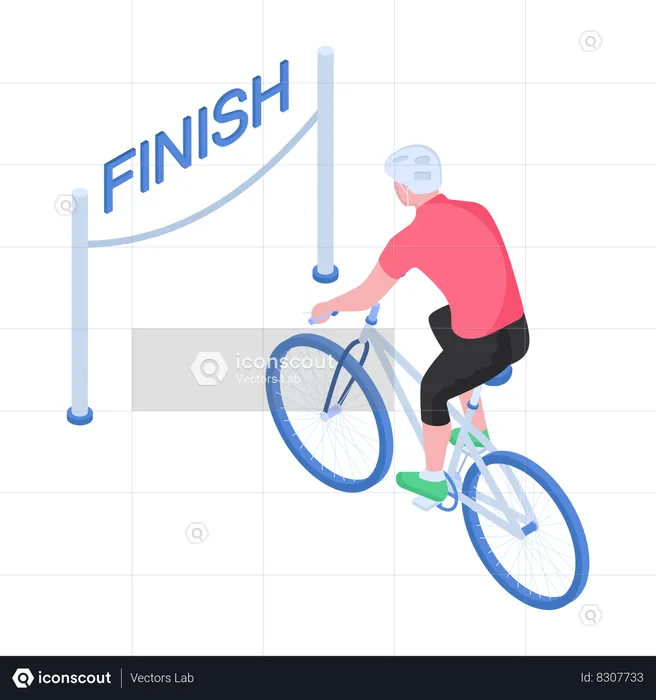 Boy wins Cycling Race  Illustration