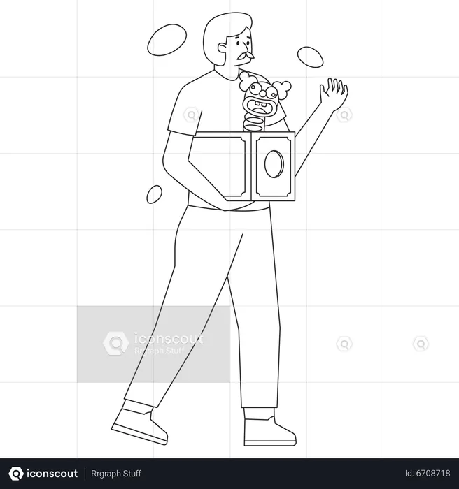 Boy with April Fool prank box  Illustration