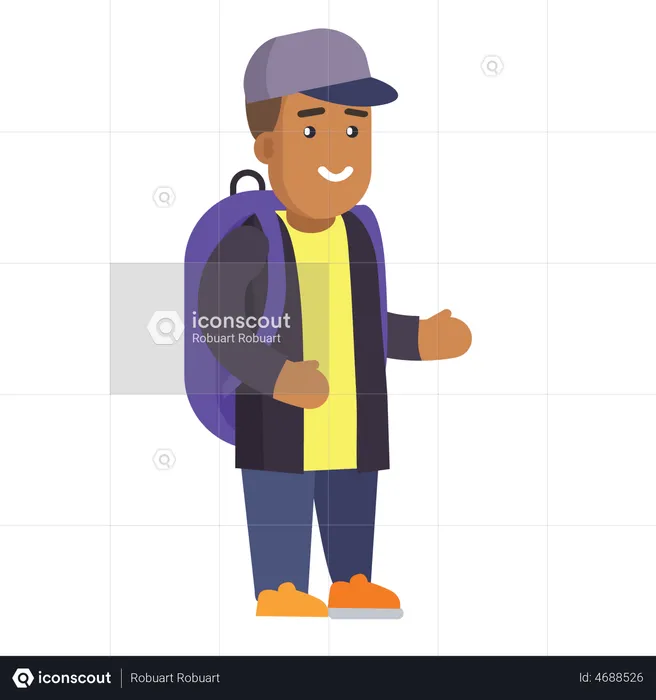 Boy with backpack  Illustration