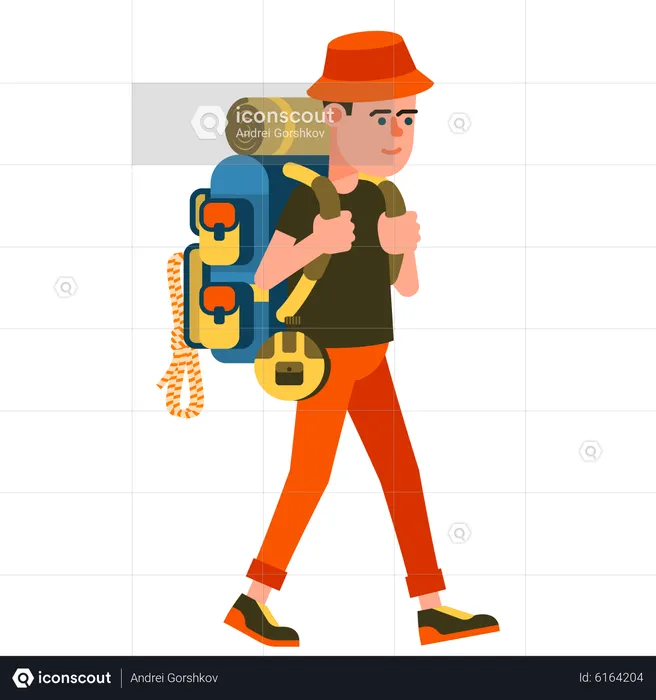 Boy With Backpack  Illustration