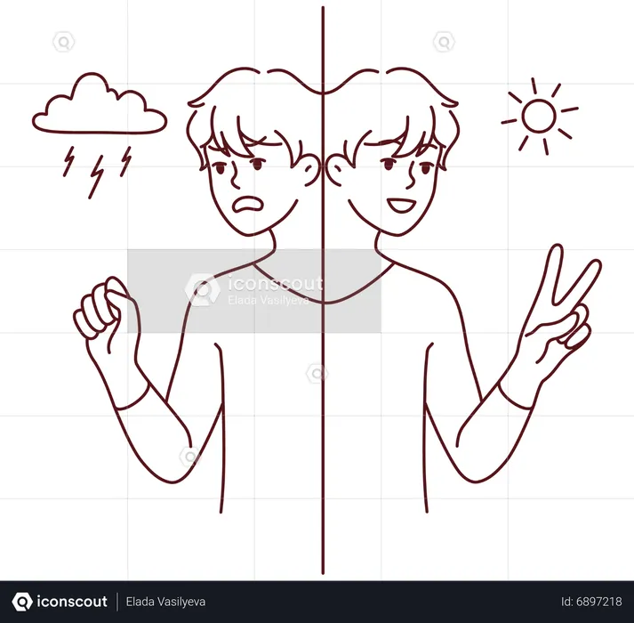 Boy with bipolar disorder  Illustration