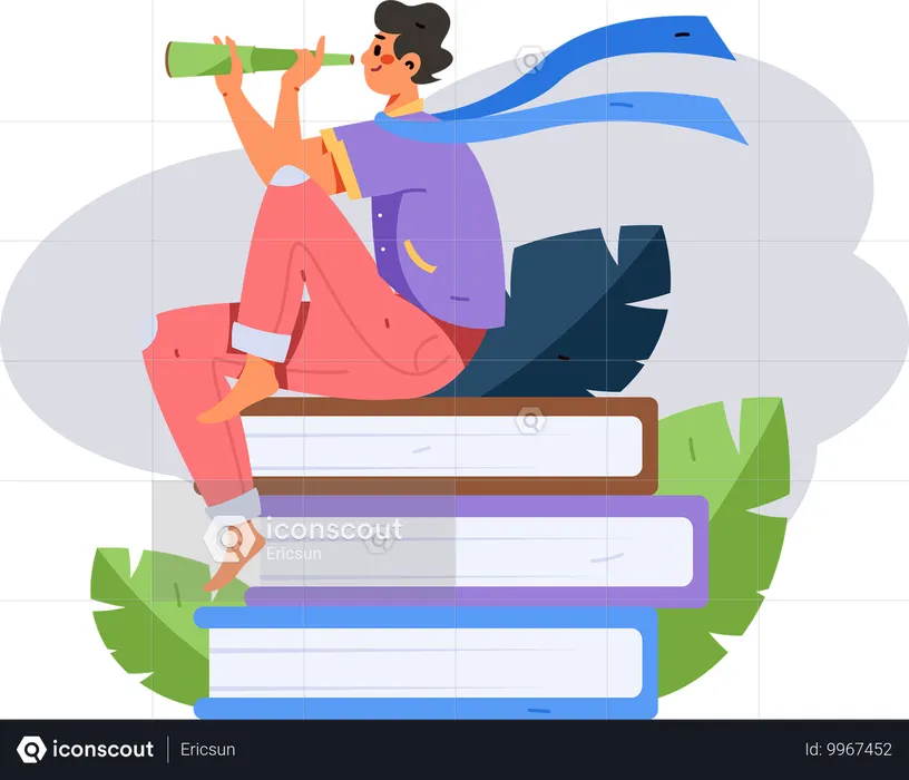 Boy With Book  Illustration