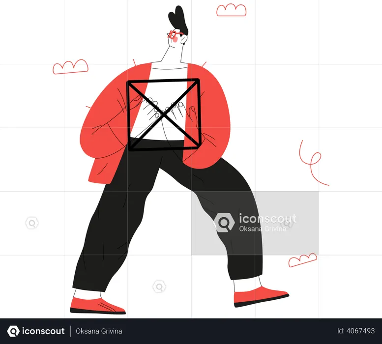 Boy with Box  Illustration