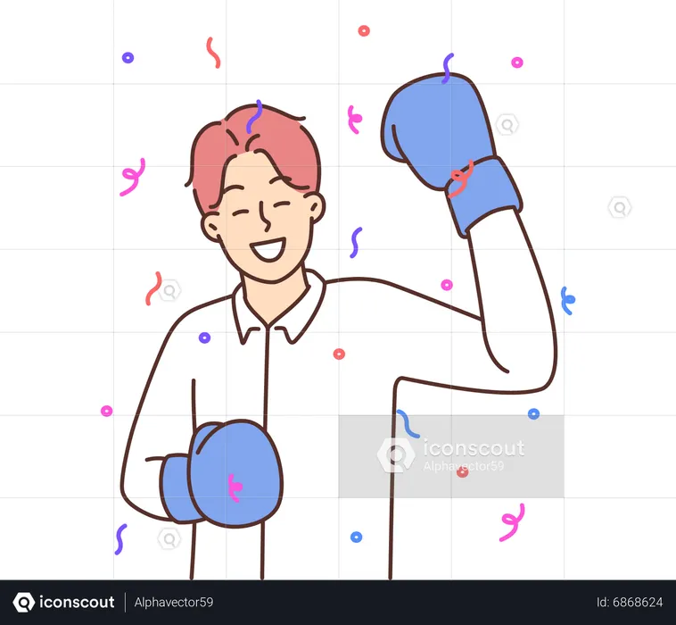 Boy with boxing gloves  Illustration