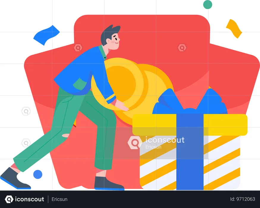 Boy with cash envelope  Illustration