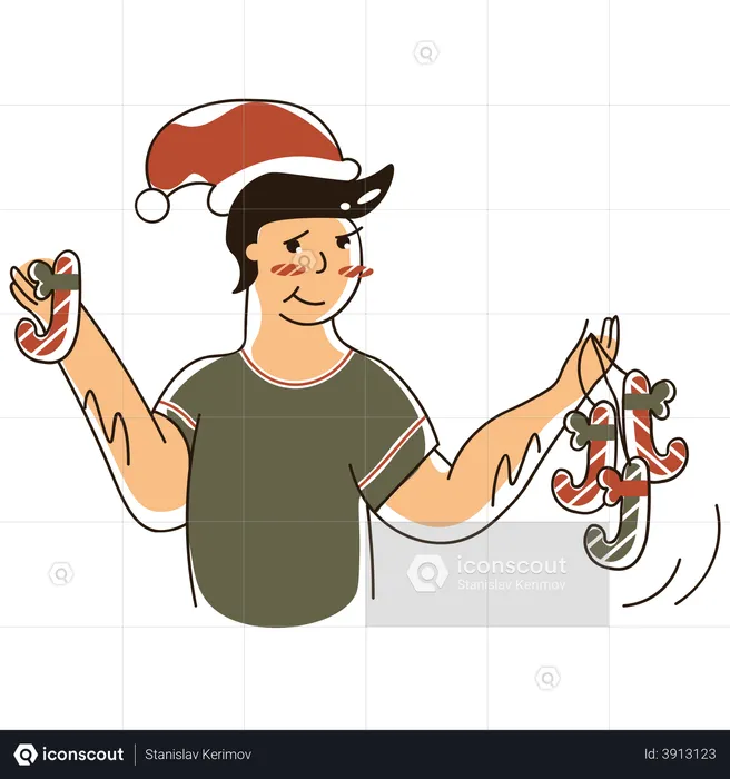 Boy with Christmas candy  Illustration