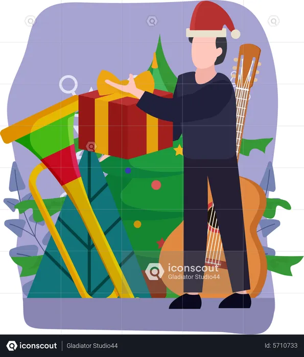 Boy with christmas gifts  Illustration