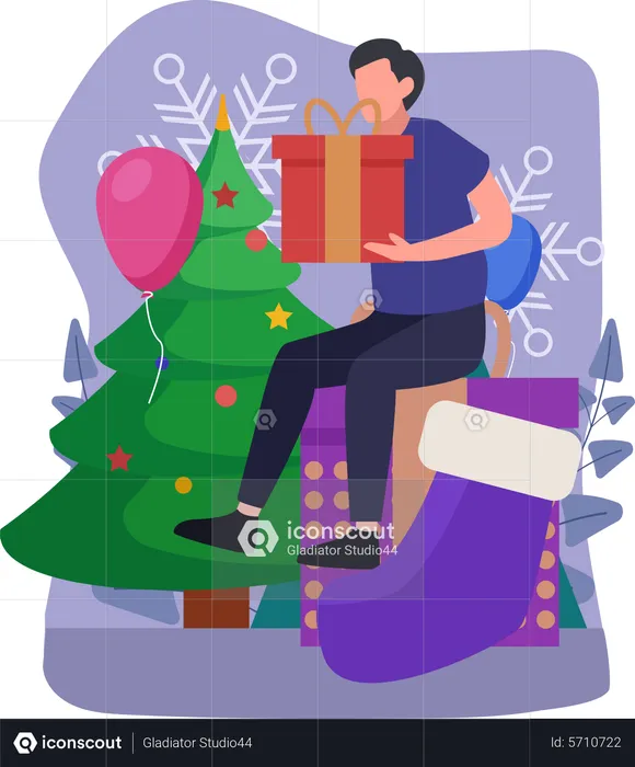 Boy with christmas gifts  Illustration