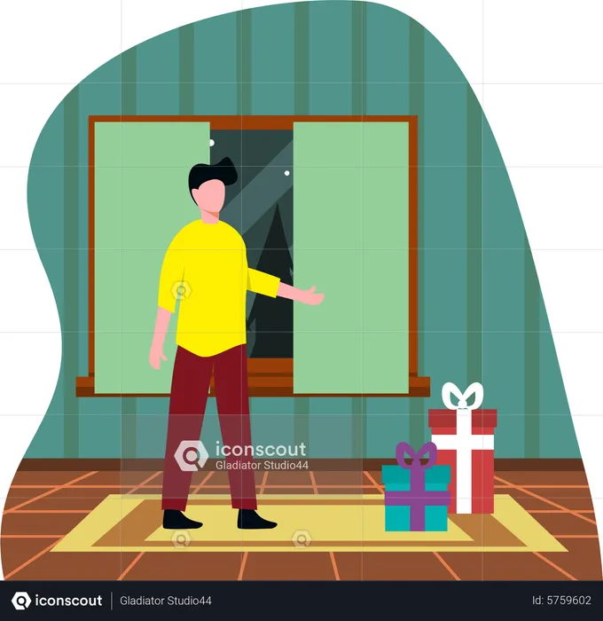 Boy with Christmas gifts  Illustration