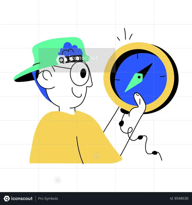 Boy with compass Flag Illustration
