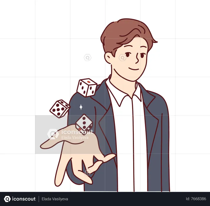 Boy with dice  Illustration