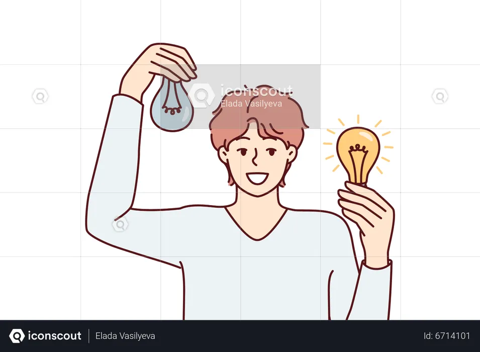 Boy with different business idea  Illustration