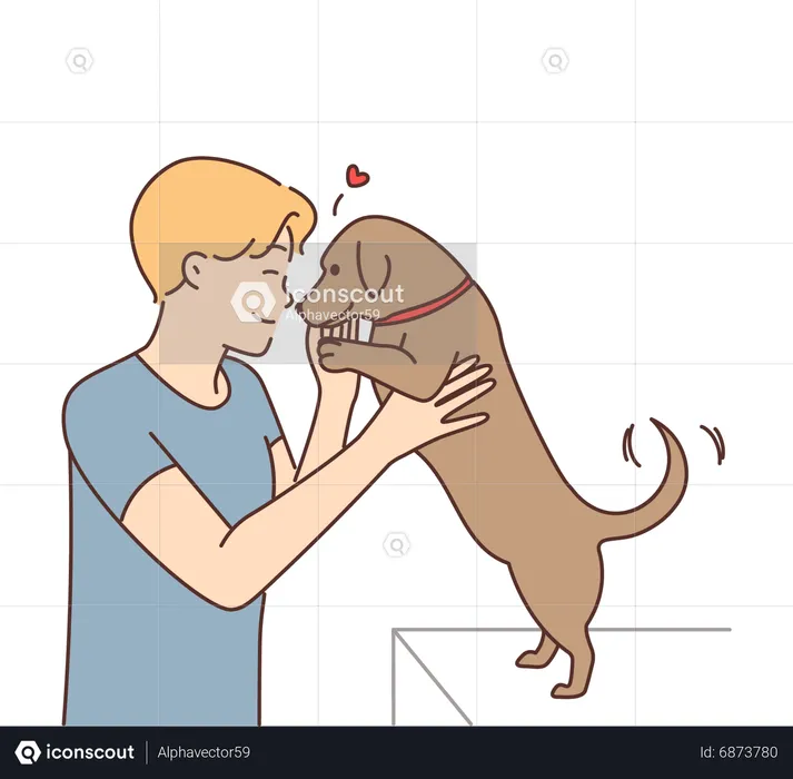 Boy with dog  Illustration