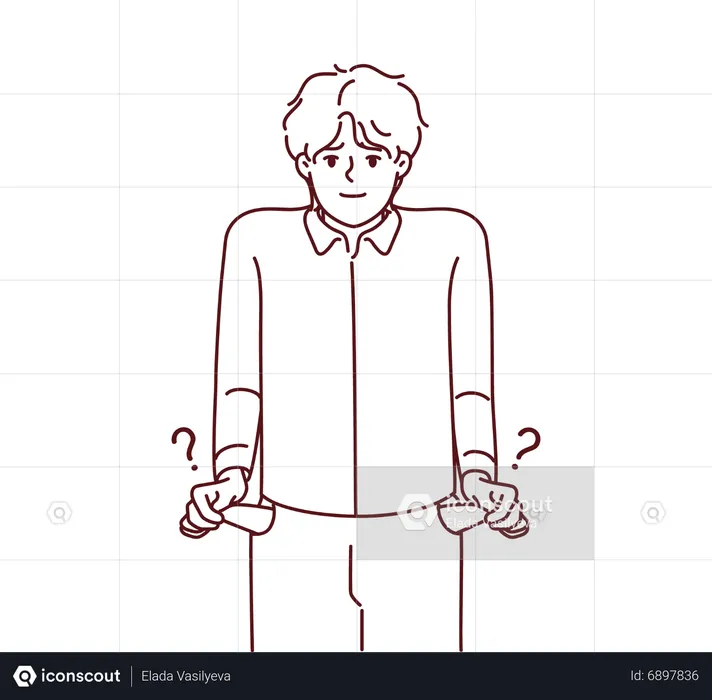 Boy with empty pocket  Illustration