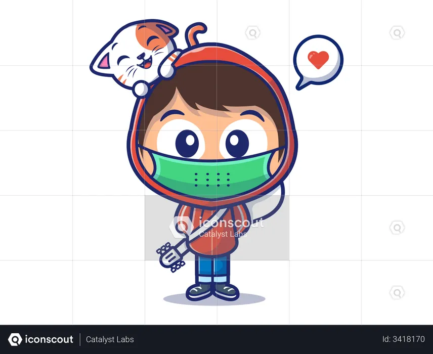 Boy with face mask  Illustration