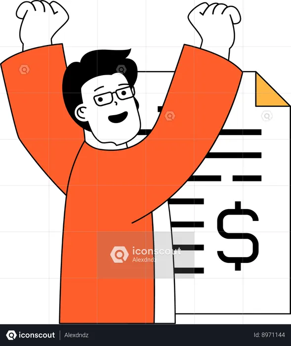 Boy with financial report  Illustration