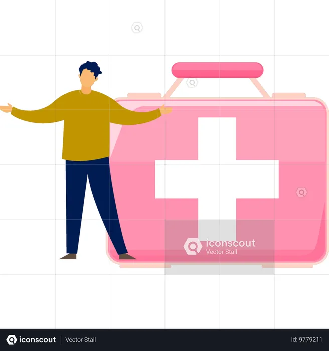 Boy with first aid kit  Illustration