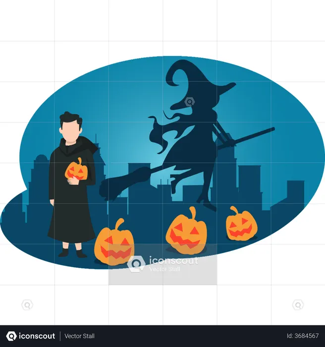 Boy with Halloween clothes  Illustration