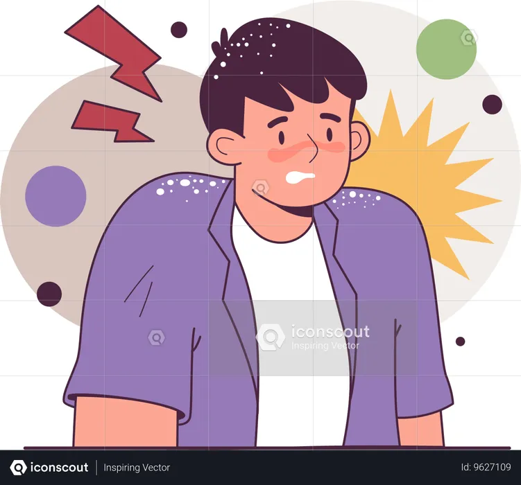 Boy with itchy and dry scalp  Illustration
