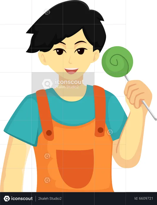 Boy With Lollipop  Illustration