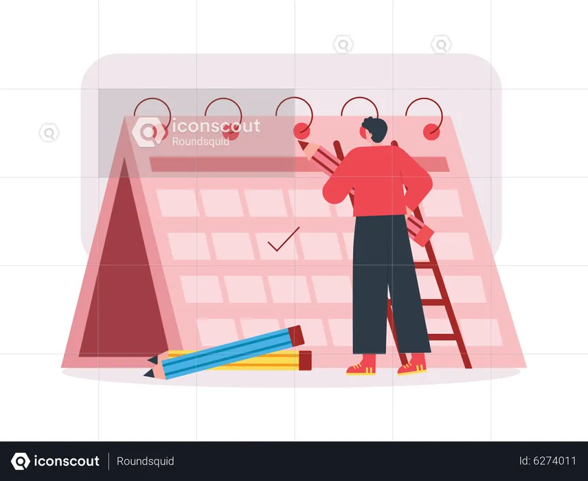 Boy with marketing schedule  Illustration