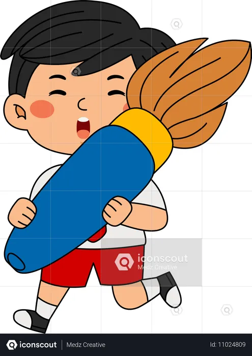 Boy with paint brush  Illustration