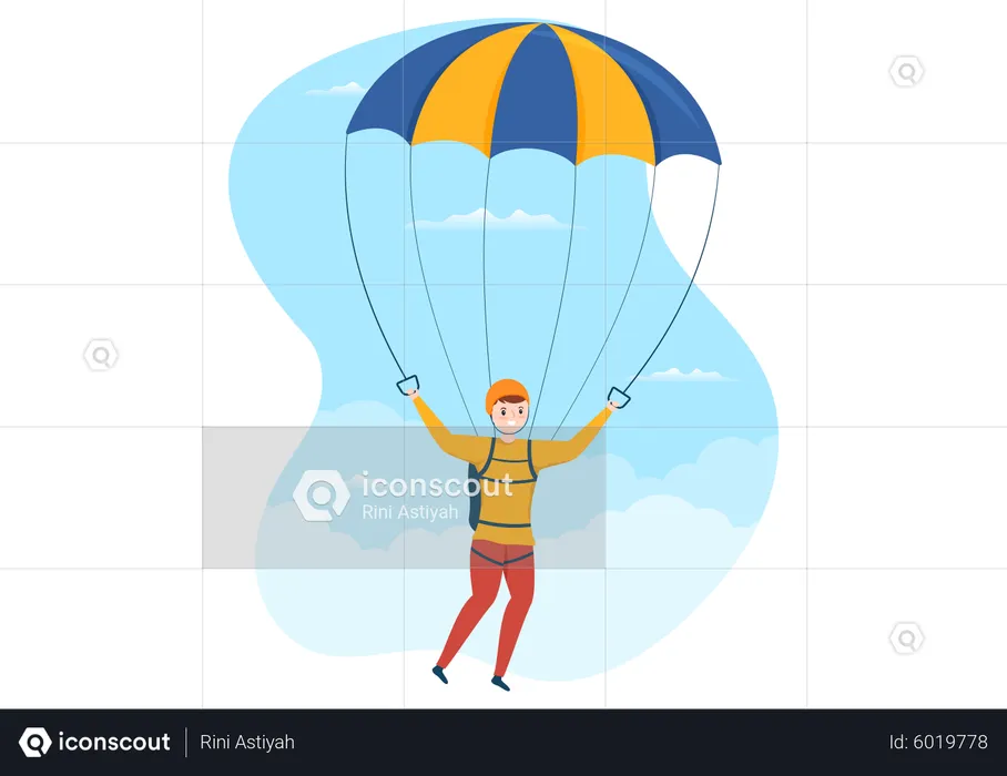 Boy with parachute  Illustration