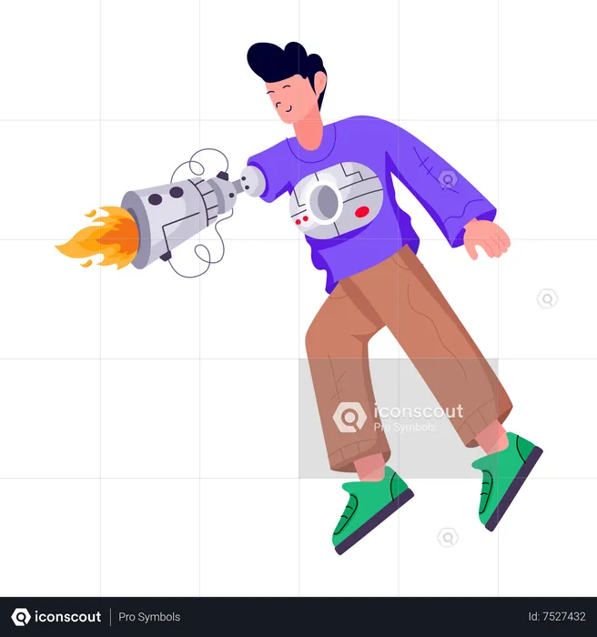 Boy with prosthesis arm  Illustration