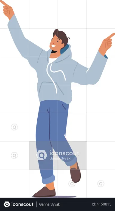 Boy with raised arms  Illustration