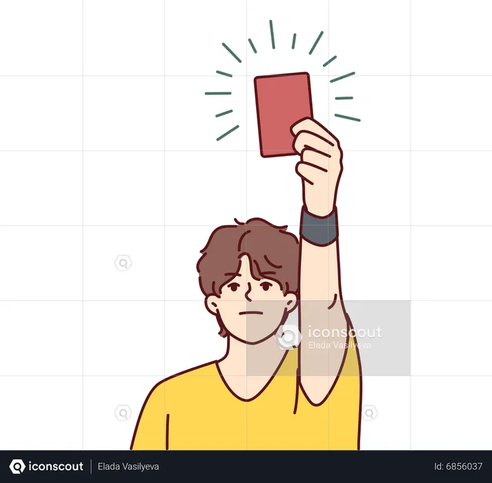 Boy with red card  Illustration