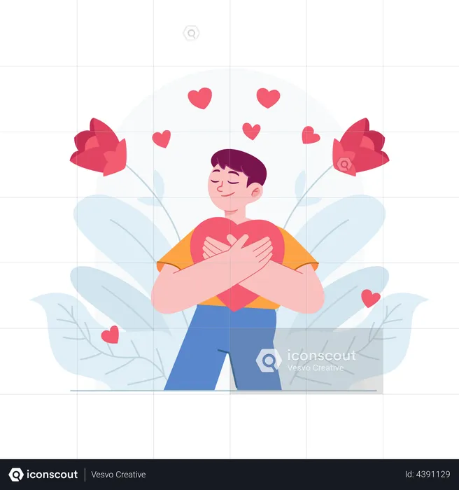 Boy with self love  Illustration