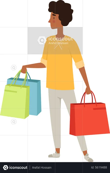 Boy with shopping bag  Illustration