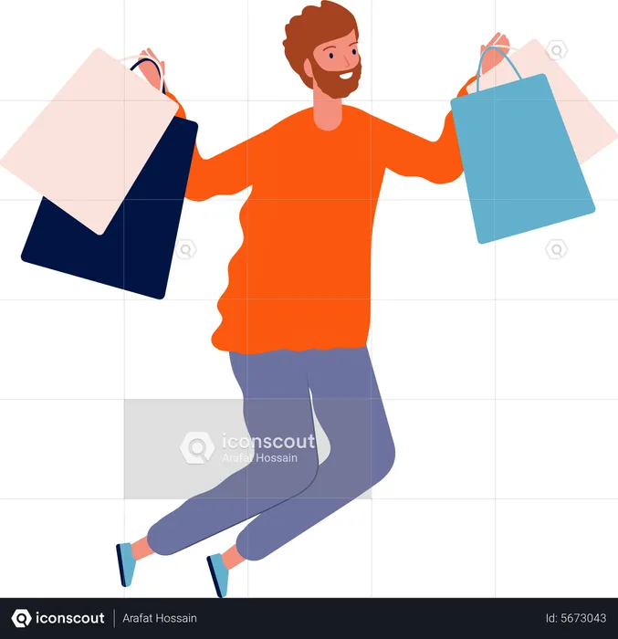 Boy with shopping bags  Illustration