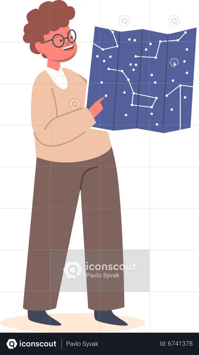 Boy with Sky Map  Illustration