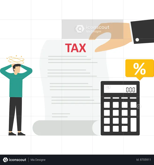 Boy with tax report  Illustration
