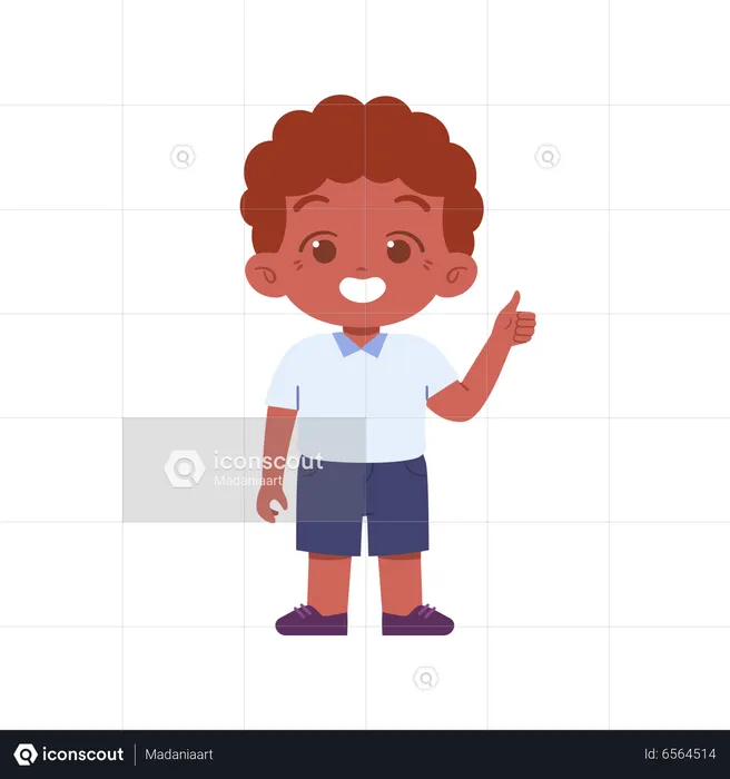 Boy With Thumbs Up Finger  Illustration