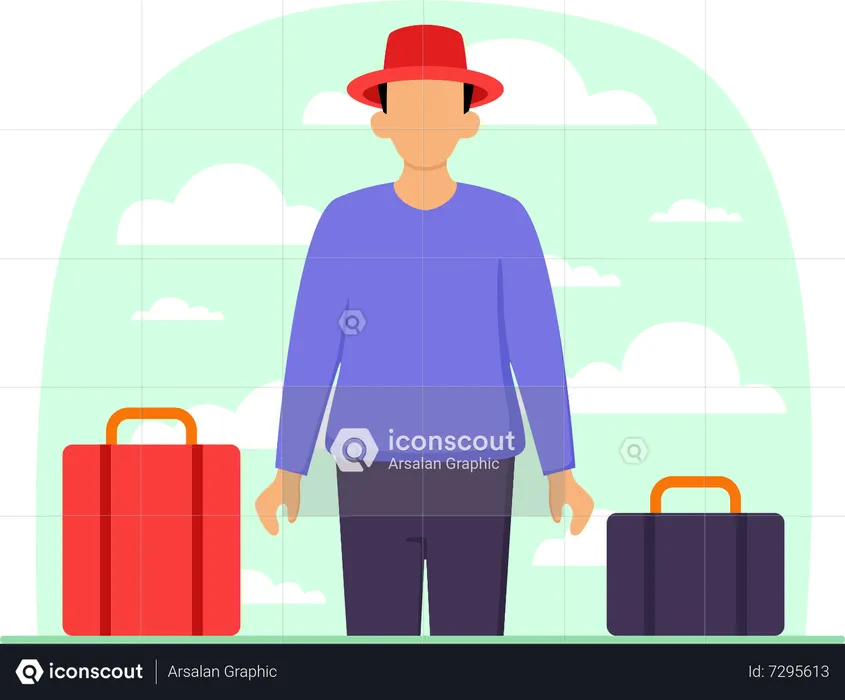 Boy with travel luggage  Illustration