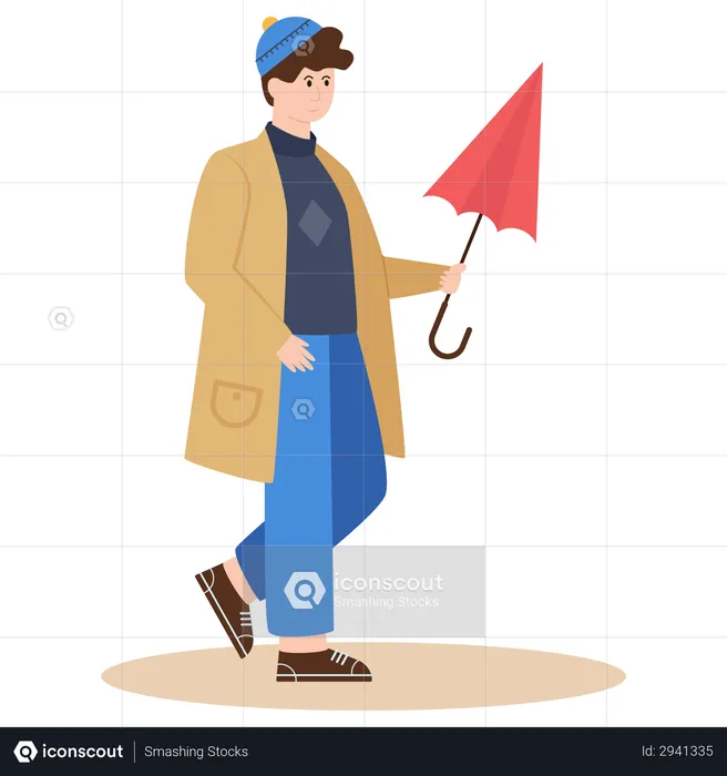 Boy with umbrella  Illustration