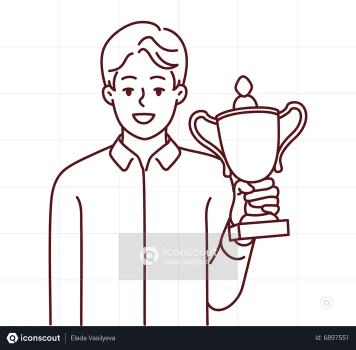 Boy with winner trophy  Illustration