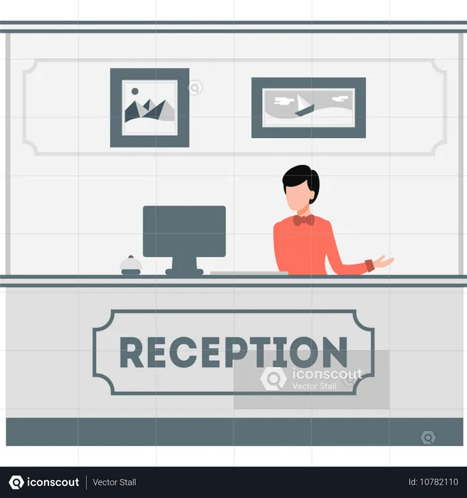 Boy working as a receptionist  Illustration