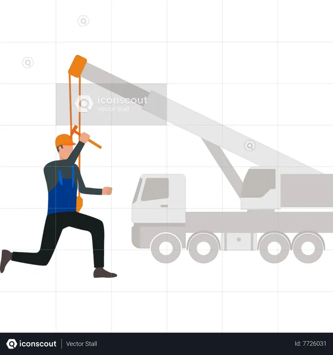 Boy working at construction  Illustration