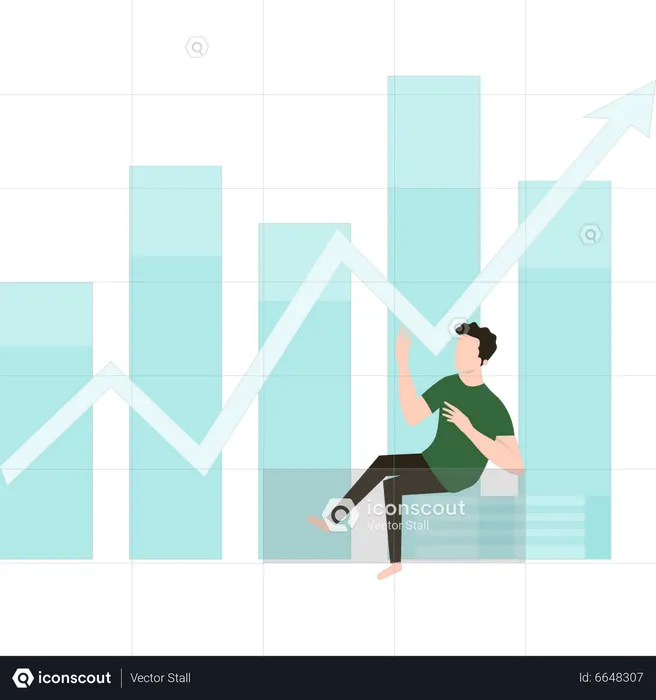 Boy working on a graph  Illustration