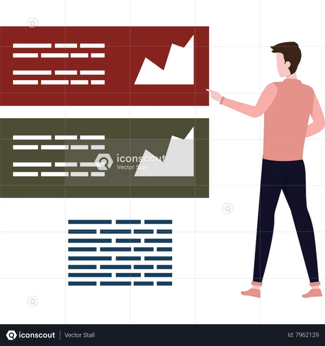 Boy working on business analysis  Illustration